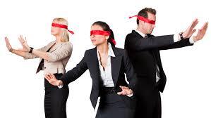 People with blindfolds on, lost without cybersecurity.
